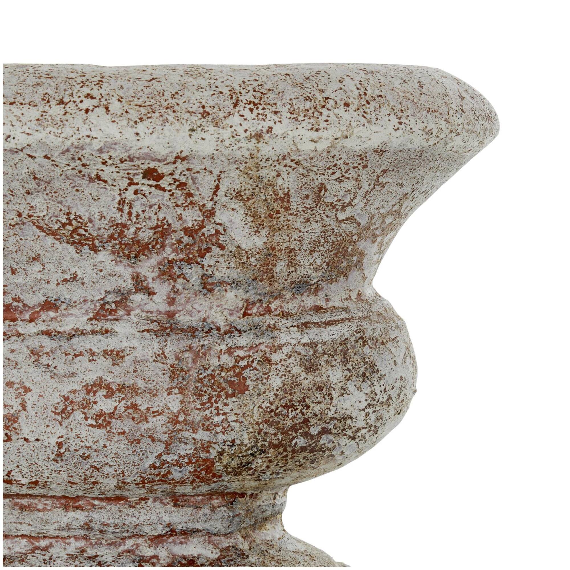 10.5" Brown Ceramic Antique Style Textured Wide Vase with Copper Accents